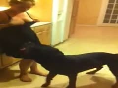 Amateur dog sex with blonde wife